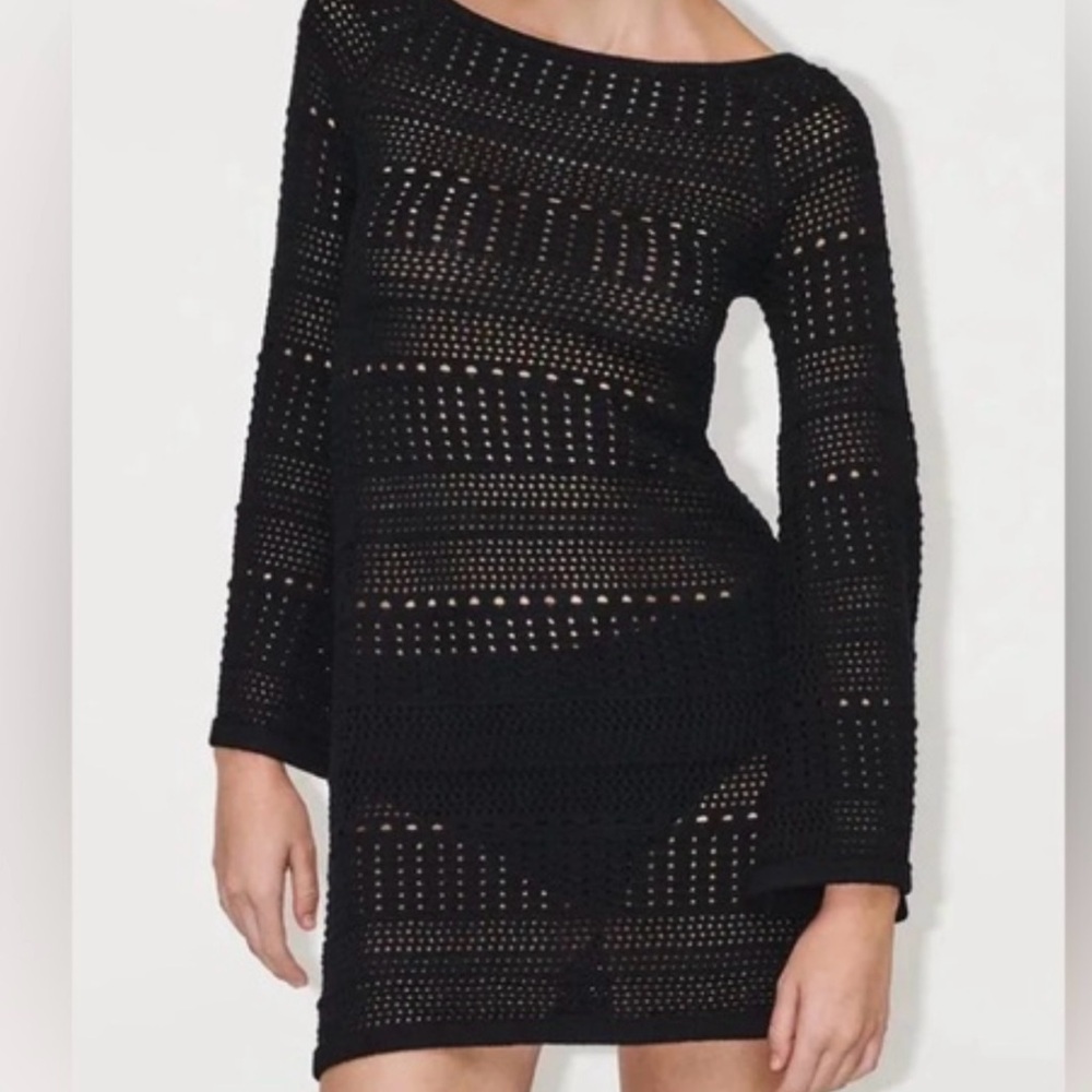 Zara Women’s Black Textured Knit Dress or Swimsuit Cover-Up Size S
